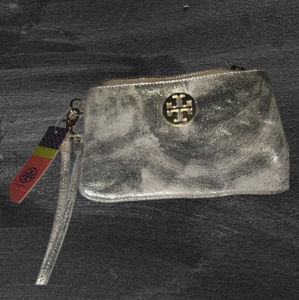 Tory Burch Platinum Metallic Wristlet